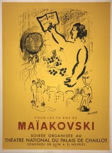 Marc Chagall, Homage to Maiakovski, 1963 - Vintage Lithograph poster