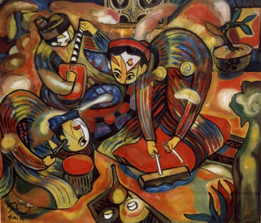 1 - Bài Chòi -acrylic+oil-36x39 inc-2018